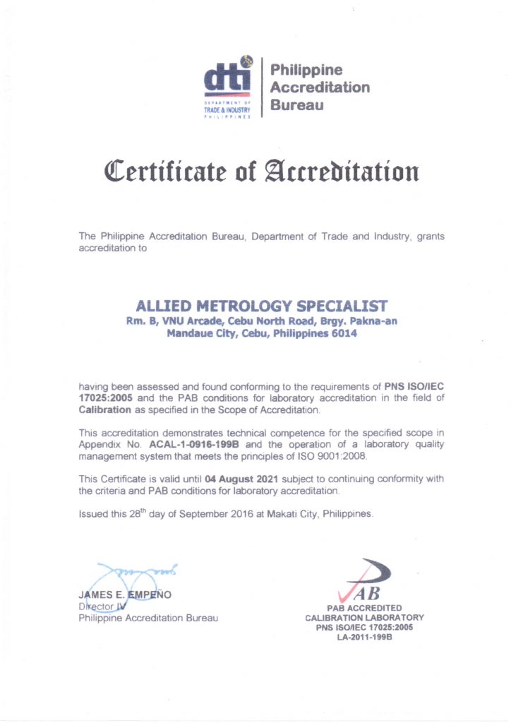 AMS Certificate of Accreditation